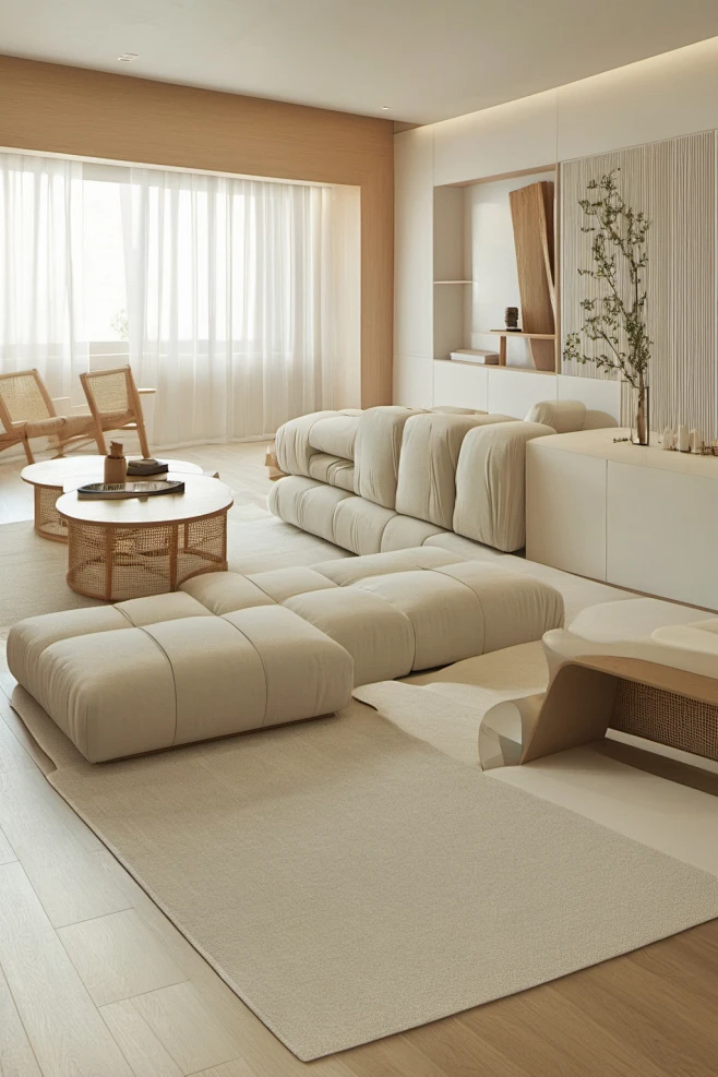 Neutral furniture design with living room sofa