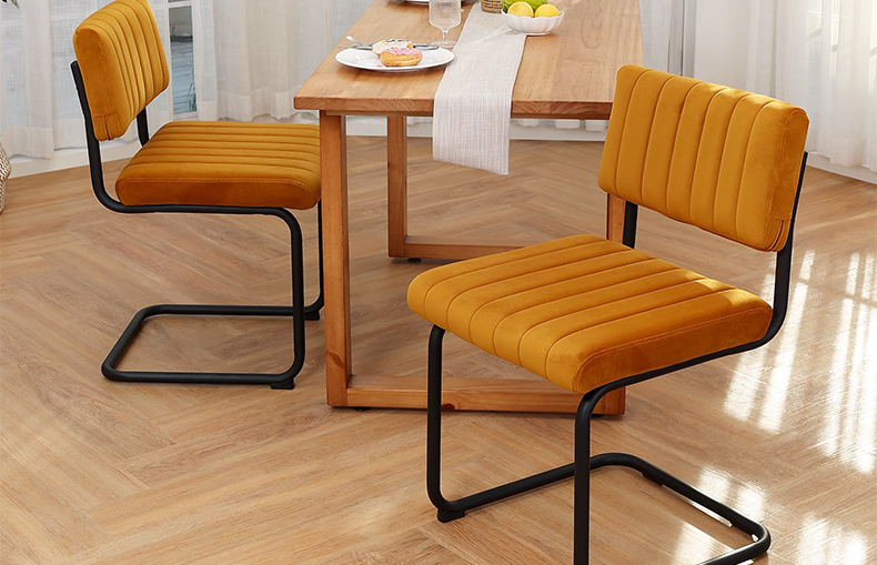 Stylish cantilever dining chair in dining area