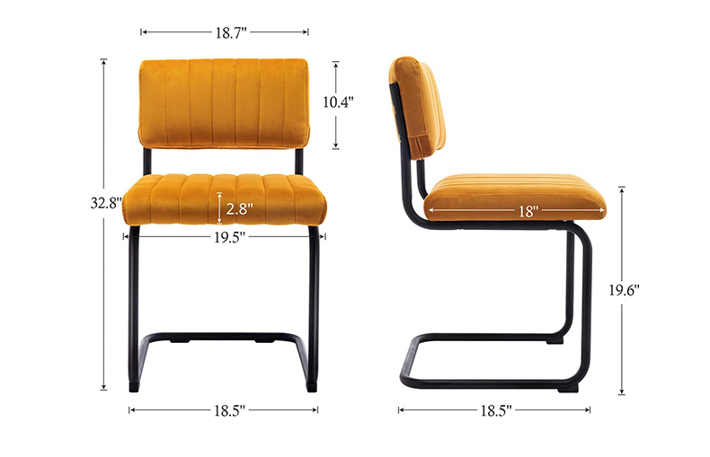 Elegant velvet dining chair in open kitchen