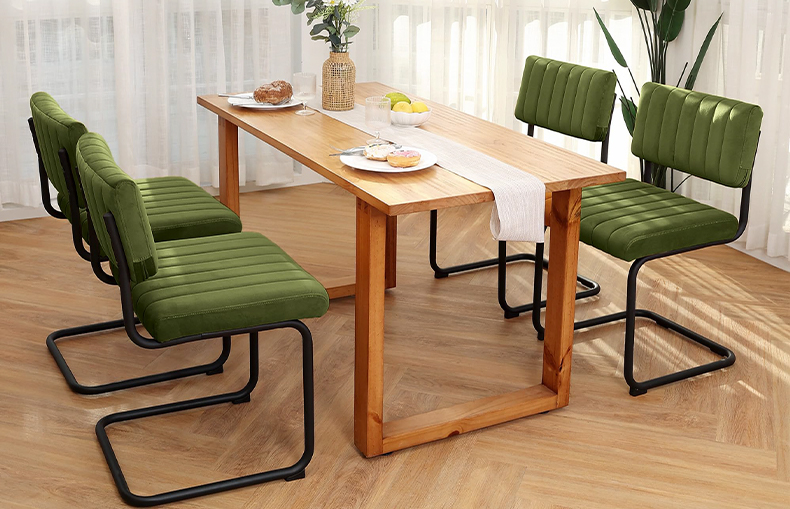 Plush velvet dining chair in contemporary setting