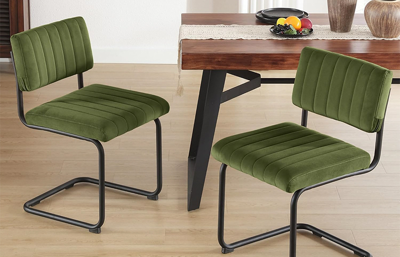 Cantilever dining chair with ergonomic backrest