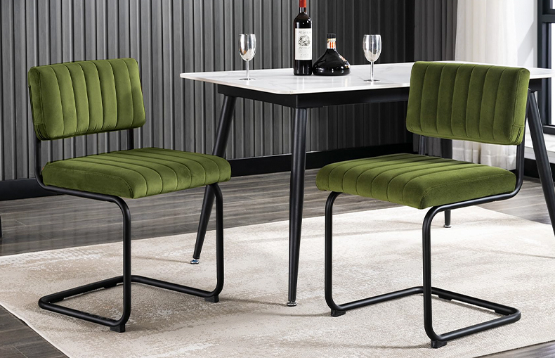 Modern cantilever dining chair in minimalist decor