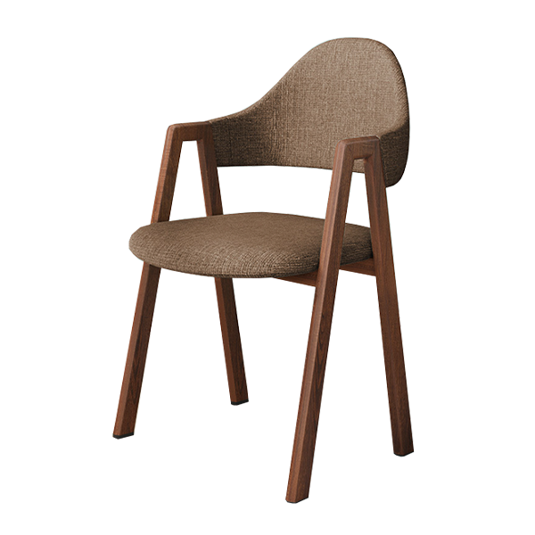 A shaped back dining chair