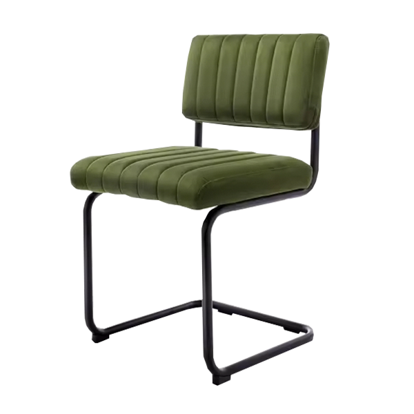 Luxury Velvet Dining Chair with Cantilever Metal Frame