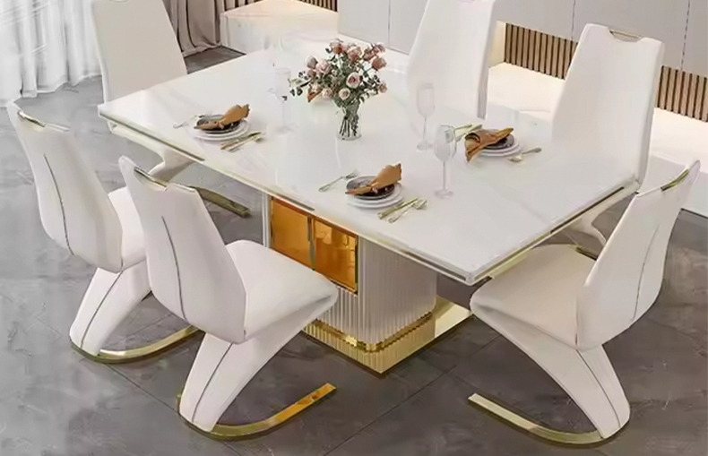 luxury dining chair in black leather and chrome frame