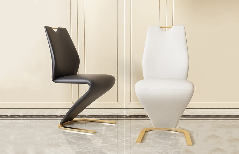 custom leather dining chair with industrial metal base