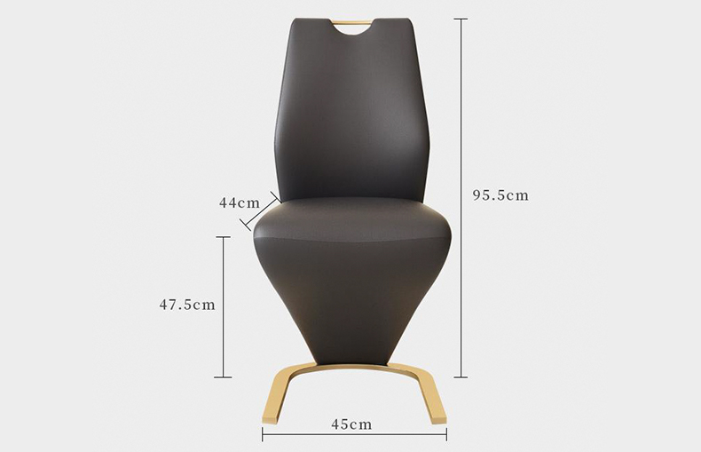 sleek black leather dining chair with metal structure