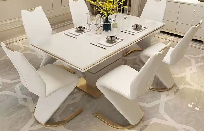dining chair with soft-touch leather and modern silhouette