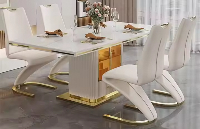 dining chair with ergonomic leather backrest