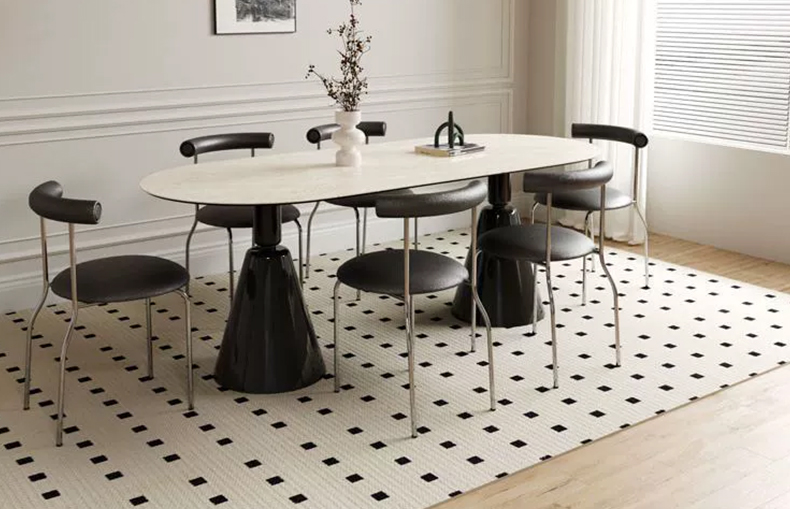 stylish irregular dining table with chairs set