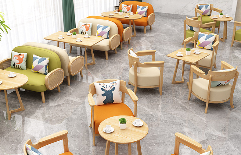 Durable restaurant chair in beige PU