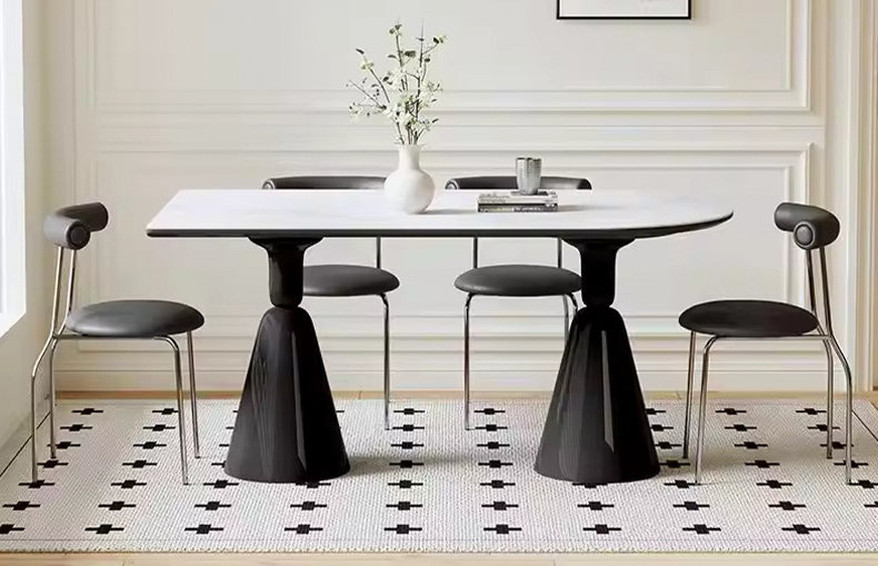 irregular dining table with chairs