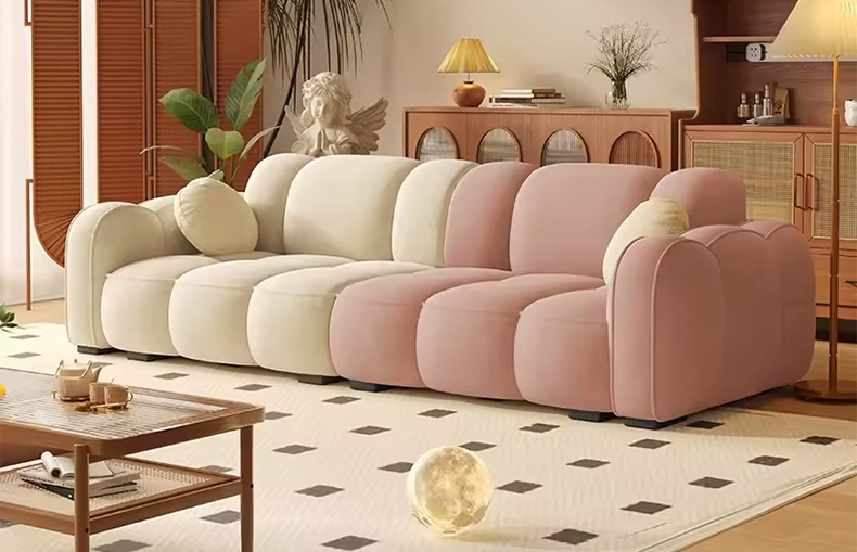 Velvet luxury sofa set with ergonomic cushions