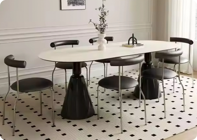 custom green style dining table with stone material