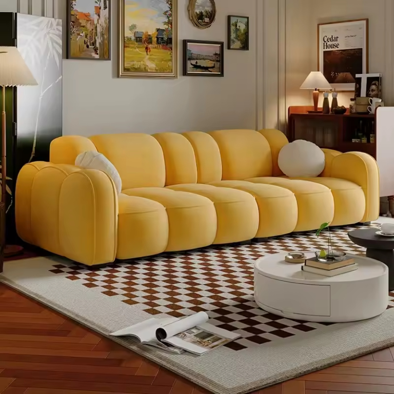 Modern Yellow Living Room Sofa with backrest angle play vital roles in supporting healthy posture
